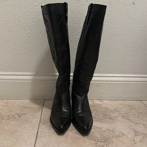 Zara leather black cowboy boots size 36, US size 6